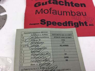 Speedfight AC Vivacity TKR ab 07 2144 2149 2151 Mofadrossel Mofa Tüv-Gutachten 25km/h