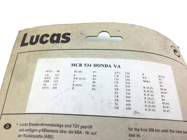 Lucas MCB 534 Bremsbeläge Brake Neu MTX,XL,XR,NSR,CR,CB